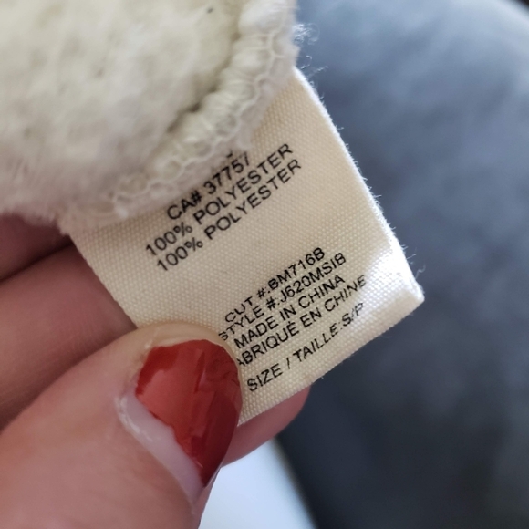 Billabong Small Furry Vest Full Zip Hooded Ivory Cream Grey Chevron Jacket Top - Picture 3 of 7